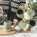 Hasense Porcelain Coffee Mugs Set of 6, 15 Ounce Large Ceramic Coffee Cups Set with Handle for Latte, Tea, Cocoa and Hot Chocolate, Green Coffee Mugs for Men and Women, Microwave Safe by CozyNest Decor