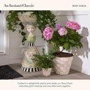 MACKENZIE-CHILDS Enamel Herb Pots, Small Plant Pots for Herbs or Flowers, Set of 3, Pink-and-White Rosy Check by CozyNest Decor