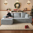 HYJT-H&K Modular Sectional Sofa Cloud Couch, 107" Comfy L Shaped Sectional Couches for Living Room, Deep Seat Memory Foam Plush Fluffy Corduroy Boneless Couch Sectionals Left Facing Sofa Chaise Grey by CozyNest Decor