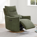 CHITA Swivel Rocker Recliner Chair, Power Nursery Glider Recliner, Nursery Rocking Chair with Adjustable Power Headrest, FSC Certified, Solid Wood Base, Moss Green by TinyTreasures Baby Boutique