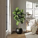 DTY Signature Mount Sherman Lightweight Durable Modern Fiberstone Sphere Planter for Indoor & Outdoor Drainage Hole & Rubber Plug Weather Resistant, 13.5" H x 17" Dia, 12" Opening- Medium, Black by CozyNest Decor