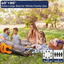 HX&OD Outdoor Picnic Blanket, Extra Large, 80''x60'' Waterproof Foldable Blankets Gingham Picnic Mat for Beach, Camping Grass Lawn Park Accessories Cute Couple Ideas Wedding (Blue, 80”x60”) by TinyTreasures Baby Boutique