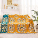 Boho Throw Blanket, 100% Cotton Ultra Soft Luxury Throw Rustic Quilt, Floral Printed Farmhouse Decor Bed Summer Blankets, All Season Rustic Reversible Bohemian Throw for Bed (60"x80" Yellow by CozyNest Decor