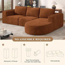 Modular Sectional Sofa with L-Shape Chaise,Cloud Sectional Modern Sleeper Couch with Deep Seat,Sponge Compression Sofas No Assembly Required(Brown-Corduroy Fabric) 1PCS by CozyNest Decor