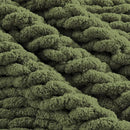 Carriediosa Chunky Knit Throw Blanket 50" X 60", 100% Hand Made Large Chenille Loop Yarn Soft Fluffy Throws for Couch Sofa Bed, Big Crochet Cozy Heavy Thick Cable Woven Blankets, Olive Green by CozyNest Decor
