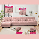 L Shaped Couch Sectional Couch, 4-Seater Cloud Couch Sectional Oversized Couch, Sofa Bed Couch with Round Bolster Armrests 6 Pillows, Modular Couch Home Sofa Living Room Couch(Pink) by CozyNest Decor