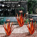 Large Tequila Rustic Sculpture, Rustic Metal Agave Plants for Outdoor Patio Yard, Home Decor Hand Painted Metal Agave Garden Yard Statue, Outdoor Lawn Ornaments (Red - L (W/Bird Feeder)) by GreenHaven Gardens