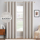 MIULEE 100% Blackout Linen Textured Curtains for Bedroom Solid Thermal Insulated Ivory Grommet Room Darkening Curtains & Drapes Luxury Decor for Living Room Nursery 52 x 90 Inch (2 Panels) by TinyTreasures Baby Boutique