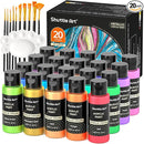 Shuttle Art Metallic Acrylic Paint Set, 20 Colors Metallic Paint in Bottles (60ml, 2oz) with 10 Brushes and 1 Palette, Rich Pigments, Non-Toxic for Artists, Beginners on Rocks Crafts CanvasWood Fabric by TinyTreasures Baby Boutique