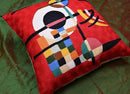 Modern Throw Pillow Cover - Kandinsky Inspired Abstract Pattern - Red - 18" x 18" - Hand Embroidered Wool - Living Room, Office, Bedroom, Outdoor by CozyNest Decor