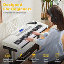 61 Key Piano Keyboard, Electric Keyboard Piano with Light-Up Keys, 255 Tones/Rhythms, Smart Learning System, Headphone, Microphone, Keyboard Stand, Stool, Stickers, Piano Keyboard Set for Beginners by TinyTreasures Baby Boutique
