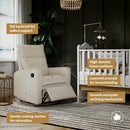 Arya Modern Nursery Glider Recliner Chair – Cozy Nursing Chair with 360° Swivel for New Parents, Gentle Motion, Compact Design, High Back & Low Armrests, Canadian Made (Heather Pearl/Arlo Fabric) by TinyTreasures Baby Boutique