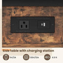 End Table with Charging Station, Flip Top Side Table with USB Ports and Outlets, 3-Tier Small Side Table with Storage for Small Space, End Tables for Living Room/Bedroom, Brown by CozyNest Decor