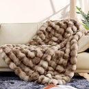 Touchat Luxury 1000GSM Faux Rabbit Fur Throw Blanket, Super Heavy Warm Cozy Brown Blankets for Couch Bed Sofa, Ruched Plush Fuzzy Elegant Soft Reversible Mink Blanket for Living Room Bedroom by CozyNest Decor