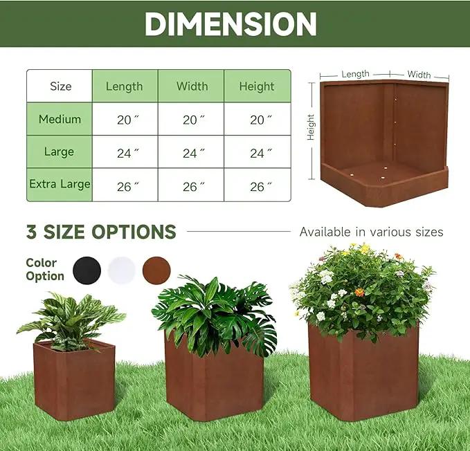 Corten Steel Planter Box-24"x24"x24"-Large Square Planter Matel -Outdoor Indoor- Heavy Duty Rustic Tall Planter Flower Pot Commercial Residential for Patio Porch Deck Home Backyard, photo 5 of 7