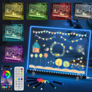 Doodle Glow, LED Note Board with Colors, 14.1"x10.9" Arvana Acrylic Dry Erase Board, 16M-Color LED Light-Up Memo Board w/Music Sync, APP & Remote, Stand & 7 Markers, Neon Glow Display (Black) by TinyTreasures Baby Boutique