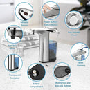 Automatic Soap Dispenser, Touchless Dish Soap Dispenser 17oz/500ml with Upgraded Infrared Sensor, 5 Adjustable Soap Dispensing Levels, Liquid Hand Dispenser for Bathroom (Silver Set) by CozyNest Decor