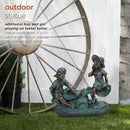 Alpine Corporation 14" Tall Indoor/Outdoor Girl and Boy Playing on Teeter Totter Statue Yard Art Decoration by GreenHaven Gardens
