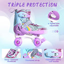 Rainbow Toddler Roller Skates - Size 4 Adjustable | Light Up Quad Skates for Girls & Boys Beginners Aged 3-12 by TinyTreasures Baby Boutique