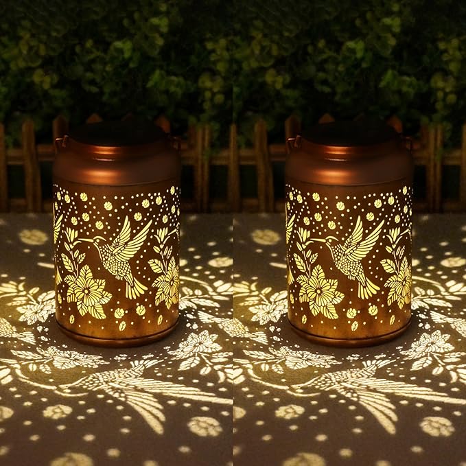 2 Pack Hummingbird Solar Lanterns Outdoor Waterproof Hanging Solar Lights, Birthday Gifts for Women, Men, Mom, Mothers Day Gifts, Outside, Patio, Outdoor, Yard, Lawn, Balcony, photo 7 of 7