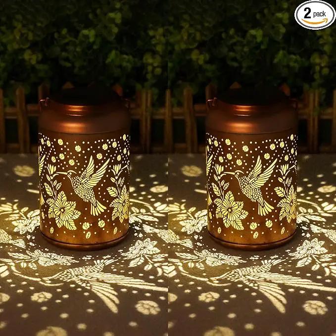 2 Pack Hummingbird Solar Lanterns Outdoor Waterproof Hanging Solar Lights, Birthday Gifts for Women, Men, Mom, Mothers Day Gifts, Outside, Patio, Outdoor, Yard, Lawn, Balcony