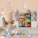 Xilingol Kids Toy Storage Organizer W/8 Removable Toy Bins, 4-Tier Toy Organizers W/6 Storage Cubbies, Kid Bookshelf and Toy Storage for Playroom, Bedroom, Kids Room, Classroom by CozyNest Decor