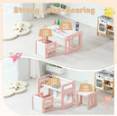 3 in 1 Montessori Weaning Table and 2 Chairs Set, Kids Desk and Chair Set, 2 Height Levels, Toddlers Activity Table for Drawing, Dining, Reading and Playing, Pink by CozyNest Decor