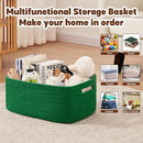 OIAHOMY Storage Basket for Shelves, Closet Cube Storage Bins Baskets for Clothes Blanket Towels, Baby Nursery, Toy Baskets Box, Woven Rope Basket, 15.75*11.81*7.09 IN, 2 Packs Green by TinyTreasures Baby Boutique