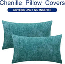 CaliTime Throw Pillow Covers Decorative 12 X 20 Inches Pack of 2 Cozy Chenille Cushion Cases for Couch Sofa Bed Living Room Home Teal by CozyNest Decor