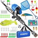 ODDSPRO Kids Fishing Pole Pink, Portable Telescopic Fishing Rod and Reel Combo Kit - with Spincast Fishing Reel Tackle Box for Girls, Youth by TinyTreasures Baby Boutique