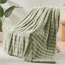 NEWCOSPLAY Faux Fur Twin Blanket Sage Green Bubble Blanket Thick Warm Soft for Couch Sofa Bed 550GSM (Sage Green, Twin(60"x80")) by CozyNest Decor