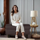 Ottoman Rectangular Storage Ottoman Bench, Flannel Footrest Stool Footstool with Lid for Living Room, Bedroom, Entryway, Dark Coffee, 28.5"x19"x17.5" by CozyNest Decor