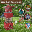 Squirrel Proof Bird Feeder, 3LBS Large Capacity Hanging Bird Feeders for Outdoors, Weight-Activated Perches Metal Anti-Squirrel Birdfeeder for Blue Jay, Cardinal, Outside (Red) by GreenHaven Gardens