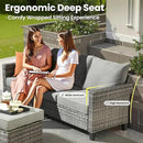ovios 6 Pieces Patio Furniture Set with 54" Fire Pit Table, Outdoor Wicker Sofa with Comfy Cushions, All Weather High Back Rattan Couch Conversation Set, Dark Grey by GreenHaven Gardens