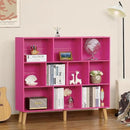 LEYAOYAO 10 Cube Bookshelf,3 Tier Modern Wide Bookcase with Legs,Mid-Century Wood Bookshelves Storage，Pink Large Book Case,Freestanding Organizer Display Shelf for Bedroom,Living Room,Office by CozyNest Decor