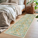 2x6 Washable Runner Rug,Grass Green Floral Boho Area Rug for Hallway,Low-Pile Non-Slip Stain Resistant Carpet for Kitchen, Bedside,Laundry Room,Entryway by TinyTreasures Baby Boutique