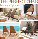 IDZO Elina FSC Eucalyptus Tamarack Chairs, 22.5x31.5x36 in, Weatherproof Wood, Lightweight 19 lb Design, Folding High-Backrest, Natural Finish – Ideal for Patio Furniture Set or Outdoor Furniture by CozyNest Decor