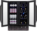 NewAir 24" Dual Zone Wine and Beverage Refrigerator, 18 Bottle & 58 Can, French Door Built-In Fridge with Lock, Black Stainless Steel Cooler, Digital Thermostat, Adjustable Shelves by CozyNest Decor