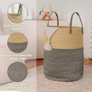 Large Woven Laundry Basket Hamper,80L Cotton Rope Storage Bin for Blankets,Toys and Clothes,Decorative Tall Nursery Hamper for Living Room,Baby Nursery,Bathroom and Bedroom,Brown and Black by CozyNest Decor