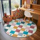jinchan Round Rug 4ft Kids Washable Rug Indoor Floor Cover Non-Slip Soft Modern Elementary School Classroom Colorful Diamond Carpet for Nursery Daycare Bedroom Playroom Living Room Confetti on Cream by CozyNest Decor