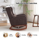 Rocking Chair Nursery with Foot Rest, Wingback Nursery Rocking Chairs, Nursing Glider Rocker Chair with Pillow and High Back for Nursery, Living Room, Bedroom, Coffee by TinyTreasures Baby Boutique