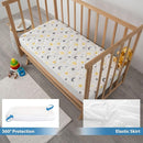 Waterproof Crib Mattress Protector Sheets,%100 Cotton Fabric, Absorbent Crib/Toddler Mattress Protector, Quilted, Certified, Noiseless Machine Wash, Moon&Star Pattern 52"x28" (Small Single, 1, Pack) by TinyTreasures Baby Boutique