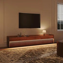 POVISON Fully-Assembled Mid Century Modern TV Stand, 94.49" Wood Media Console with Adjustable LED Light, Entertainment Center with Storage for Living Room by CozyNest Decor