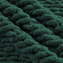 Carriediosa Chunky Knit Throw Blanket 50" X 60", 100% Hand Made Large Chenille Loop Yarn Soft Fluffy Throws for Couch Sofa Bed, Big Crochet Cozy Heavy Thick Cable Woven Blankets, Dark Green by CozyNest Decor