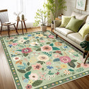 Floral 3x5 Area Rug Machine Washable Soft Print Boho Carpet Non Slip Doormat Low Pile Flower Area Rugs for Living Room Bedroom Nursery Kitchen Dining Room Indoor-Light Green by TinyTreasures Baby Boutique
