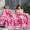 Cozy Bliss Faux Fur Throw Blanket for Couch, Fuzzy Soft Plush Thick Bubble Blanket for Sofa Bedroom Living Room, 60 * 80 Inches Tie Dye Pink by CozyNest Decor