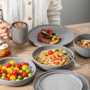 Pasta Bowls 26 OZ,Ceramic Salad Serving Bowls Set of 4,Large 8.2 inch Shallow Bowls Plates for Soup,Fruit,Noodle,Dinner,Dishwasher & Microwave Safe,Gray by CozyNest Decor