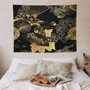 HZOHNAGO Japanese Tapestry Gold Flowers Umbrella Fan Pattern Printed Wall Tapestry Painting Wall Hanging for Bedroom Living Room Dorm 40" W x 30" H by CozyNest Decor