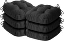 Chair Cushions for Dining Chairs, Dining Chair Cushions, Tufted Indoor Chair Pads with Ties & Non Slip Backing, Seat Cushions for Kitchen Chairs 16.5” x 16.5” x 3.5”, Set of 6, Black by CozyNest Decor