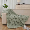 Esterra Chunky Knit Blanket Throw 50"x60", 100% Hand Knitted Chenille Throw Blanket, Cozy Soft Thick Cable Knit Throw Large Rope Knot Crochet Throw Blanket for Sofa Couch Bed, Sage Green by CozyNest Decor